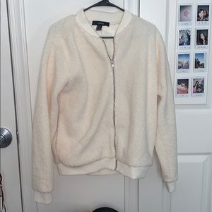 Off-white, fluffy jacket. Forever 21.